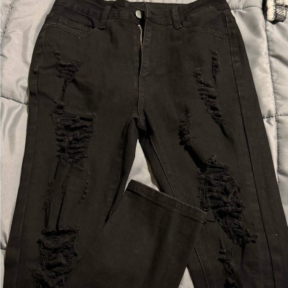 black ripped jeans SHEIN